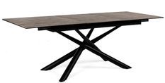 Table extensible 6 à 10 places céramique marron et acier noir Seray 160/220 cm