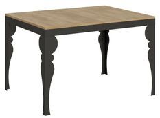 Table extensible 6 à 10 places L 120 à 224 cm bois naturel et pieds gris foncé Patone