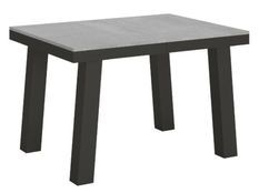 Table extensible 6 à 10 places L 120 à 224 cm gris béton et cadre métal anthracite Bidy
