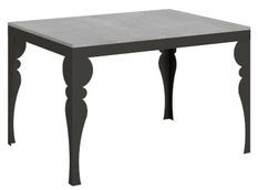 Table extensible 6 à 10 places L 120 à 224 cm gris béton et pieds gris foncé Patone