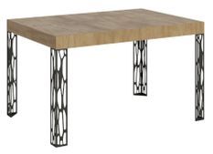 Table extensible 6 à 10 places L 130 à 234 cm bois clair et pieds métal gris foncé Gisa