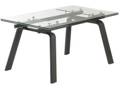 Table extensible 6 à 10 places L 160 à 240 cm verre et pieds métal noir Mono