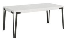 Table extensible 6 à 12 personnes blanc et pieds métal anthracite L 160 à 264 cm Konta