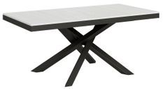 Table extensible 6 à 12 personnes blanche laquée et pieds entrelacés anthracite L 160 à 264 cm Klass