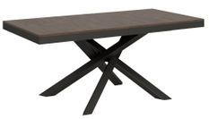 Table extensible 6 à 12 personnes bois foncé et pieds entrelacés anthracite L 160 à 264 cm Klass