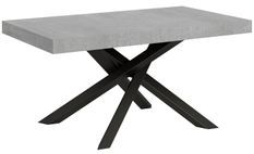 Table extensible 6 à 12 personnes gris béton et pieds entrelacés anthracite L 160 à 264 cm Artemis
