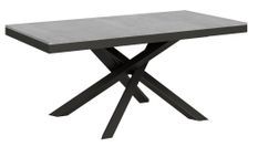 Table extensible 6 à 12 personnes gris béton et pieds entrelacés anthracite L 160 à 264 cm Klass