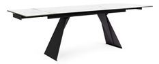 Table extensible 6 à 12 places en céramique blanc et acier noir Bakoa 160/240 cm
