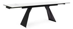 Table extensible 6 à 12 places en céramique blanche et acier noir BAKOA 160/240 cm