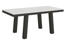 Table extensible 6 à 12 places L 160 à 264 cm blanc et cadre métal anthracite Bidy