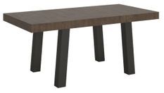 Table extensible 6 à 12 places L 160 à 264 cm bois foncé et pieds métal anthracite Bidy