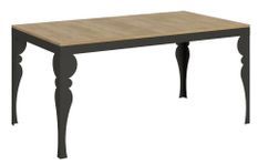 Table extensible 6 à 12 places L 160 à 264 cm bois naturel et pieds gris foncé Patone