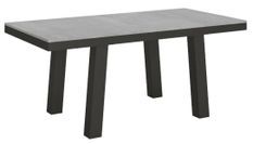 Table extensible 6 à 12 places L 160 à 264 cm gris béton et cadre métal anthracite Bidy