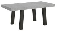 Table extensible 6 à 12 places L 160 à 264 cm gris béton et pieds métal anthracite Bidy