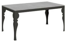 Table extensible 6 à 12 places L 160 à 264 cm gris ciment et pieds gris foncé Patone