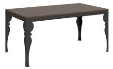 Table extensible 6 à 12 places L 160 à 264 cm marron et pieds gris foncé Patone