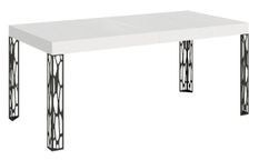 Table extensible 6 à 14 places L 180 à 284 cm blanc et pieds métal gris foncé Gisa