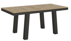 Table extensible 6 à 14 places L 180 à 284 cm bois clair et cadre métal anthracite Bidy