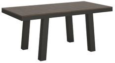 Table extensible 6 à 14 places L 180 à 284 cm bois foncé et cadre métal anthracite Bidy