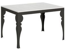 Table extensible 6 à 16 places L 120 à 380 cm blanc et pieds gris foncé Patone