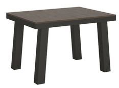 Table extensible 6 à 16 places L 120 à 380 cm bois foncé et cadre métal anthracite Bidy