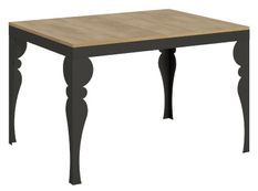 Table extensible 6 à 16 places L 120 à 380 cm bois naturel et pieds gris foncé Patone