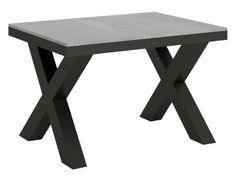 Table extensible 6 à 16 places L 120 à 380 cm gris béton et cadre métal gris foncé Tsara
