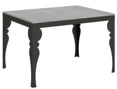 Table extensible 6 à 16 places L 120 à 380 cm gris ciment et pieds gris foncé Patone