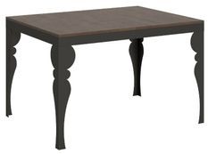 Table extensible 6 à 16 places L 120 à 380 cm marron et pieds gris foncé Patone