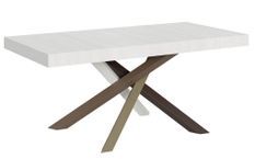 Table extensible 6 à 18 personnes blanc laqué et pieds entrelacés 4 couleurs L 160 à 420 cm Artemis