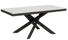Table extensible 6 à 18 personnes blanche et pieds entrelacés anthracite L 160 à 420 cm Klass