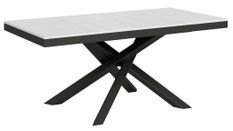 Table extensible 6 à 18 personnes blanche laquée et pieds entrelacés anthracite L 160 à 420 cm Klass