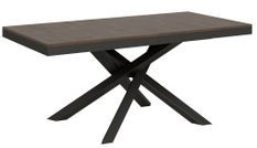 Table extensible 6 à 18 personnes bois marron et pieds entrelacés anthracite L 160 à 420 cm Klass