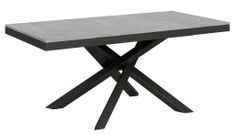 Table extensible 6 à 18 personnes gris béton et pieds entrelacés anthracite L 160 à 420 cm Klass
