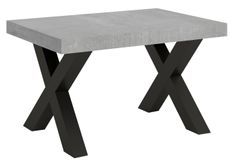 Table extensible 6 à 18 places L 130 à 390 cm gris béton et pieds métal gris foncé Fario