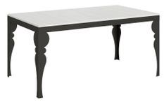 Table extensible 6 à 20 places L 160 à 420 cm blanc et pieds gris foncé Patone