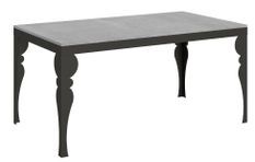 Table extensible 6 à 20 places L 160 à 420 cm gris ciment et pieds gris foncé Patone