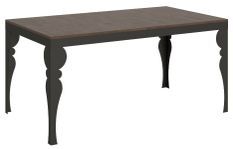 Table extensible 6 à 20 places L 160 à 420 cm marron et pieds gris foncé Patone