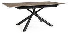 Table extensible 6 à 8 places céramique marron et acier noir Seray 130/180 cm