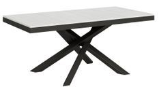Table extensible 8 à 12 personnes bois blanc et pieds entrelacés anthracite L 180 à 284 cm Klass