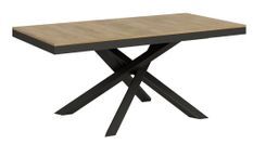 Table extensible 8 à 12 personnes bois clair et pieds entrelacés anthracite L 180 à 284 cm Klass