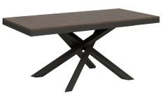 Table extensible 8 à 12 personnes bois marron et pieds entrelacés anthracite L 180 à 284 cm Klass