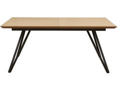 Table extensible 8 à 12 personnes bois massif clair et pieds métal noir 180 à 240 cm Moritz