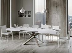 Table extensible 8 à 14 personnes frêne blanc et pieds entrelacés 4 couleurs L 180 à 284 cm Artemis