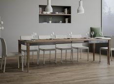 Table extensible 8 à 14 places L 180 à 284 cm bois noyer Fixano