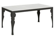 Table extensible 8 à 20 personnes blanc et pieds métal anthracite L 180 à 440 cm Torza