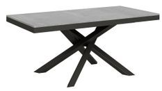 Table extensible 8 à 20 personnes bois gris béton et pieds entrelacés anthracite L 180 à 440 cm Klass