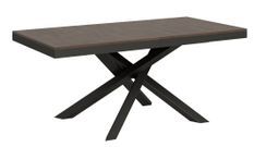 Table extensible 8 à 20 personnes bois marron et pieds entrelacés anthracite L 180 à 440 cm Klass