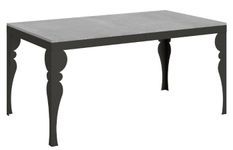 Table extensible 8 à 20 personnes gris béton et pieds métal anthracite L 180 à 440 cm Torza