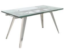 Table extensible Arkia 160/240 cm - Plateau verre trempé et pieds acier chromé